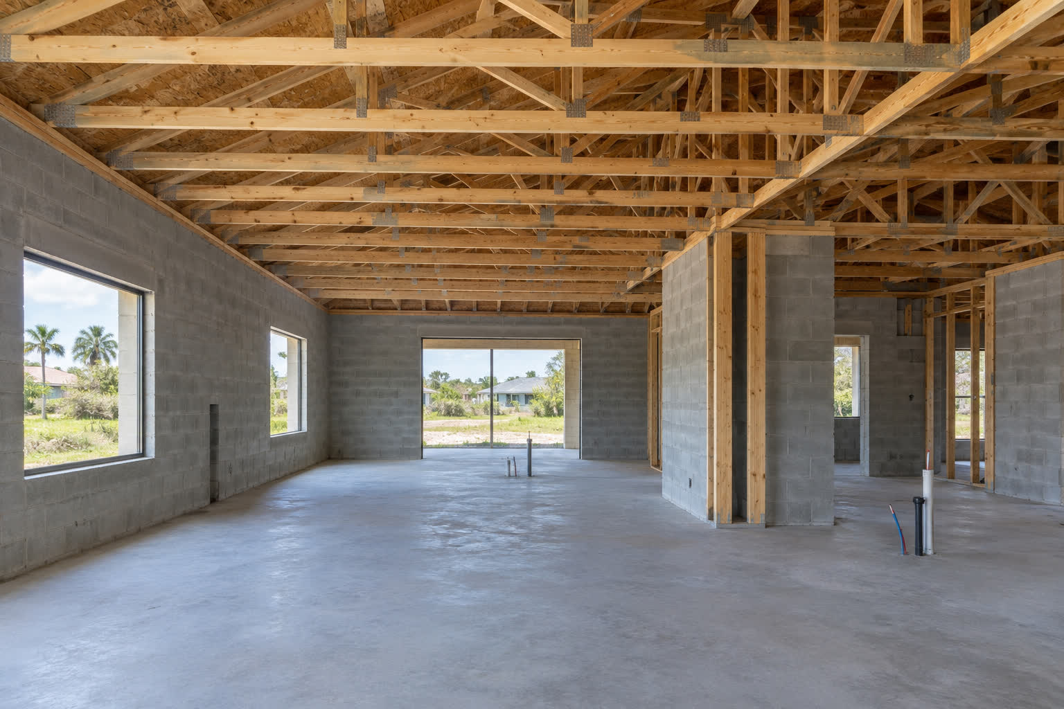 Precision framing — every beam hand-selected, every joint measured to tolerances that machines can only approximate.