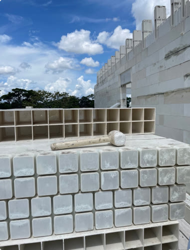 RENCO USA reference photo of interlocking composite blocks and a rubber mallet